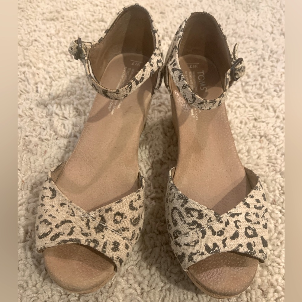 Toms canvas wedged heels